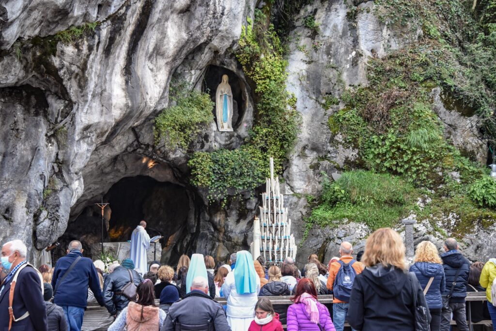 Grotto of Lourdes. Catholic Pilgrimage to Fatima and Lourdes.